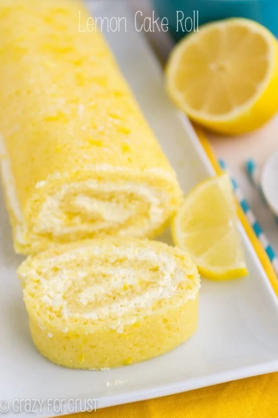 Picture of the completed lemon roll cake